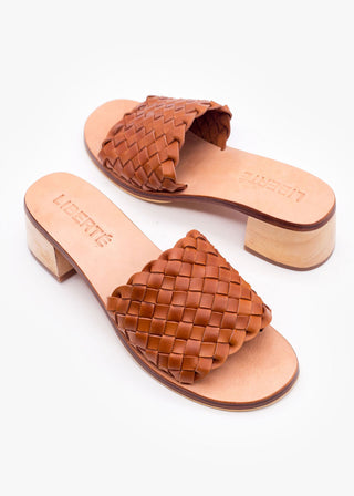 Santorini Woven Mule - Cognac