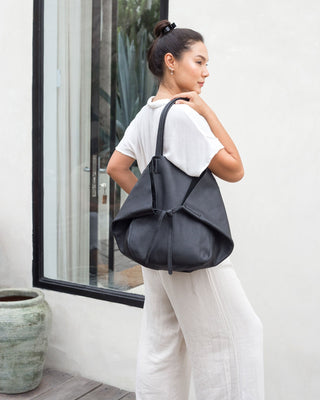 Milan Leather Tote - Black - Liberté