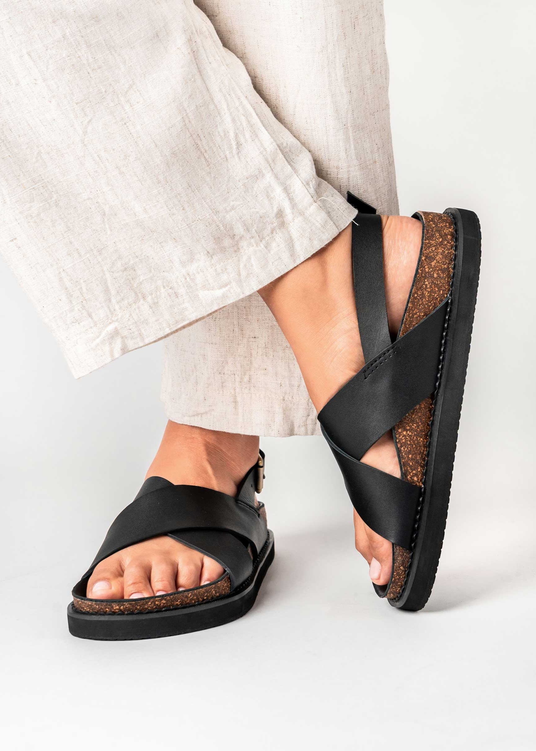 Capri Sandal Wider Fit in Black – Liberté Leather