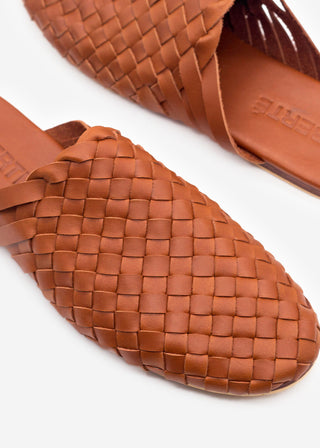 Tulum Woven Mule - Cognac