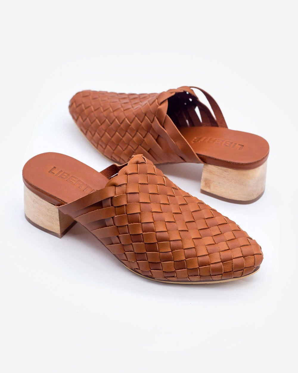 Cognac woven best sale mules