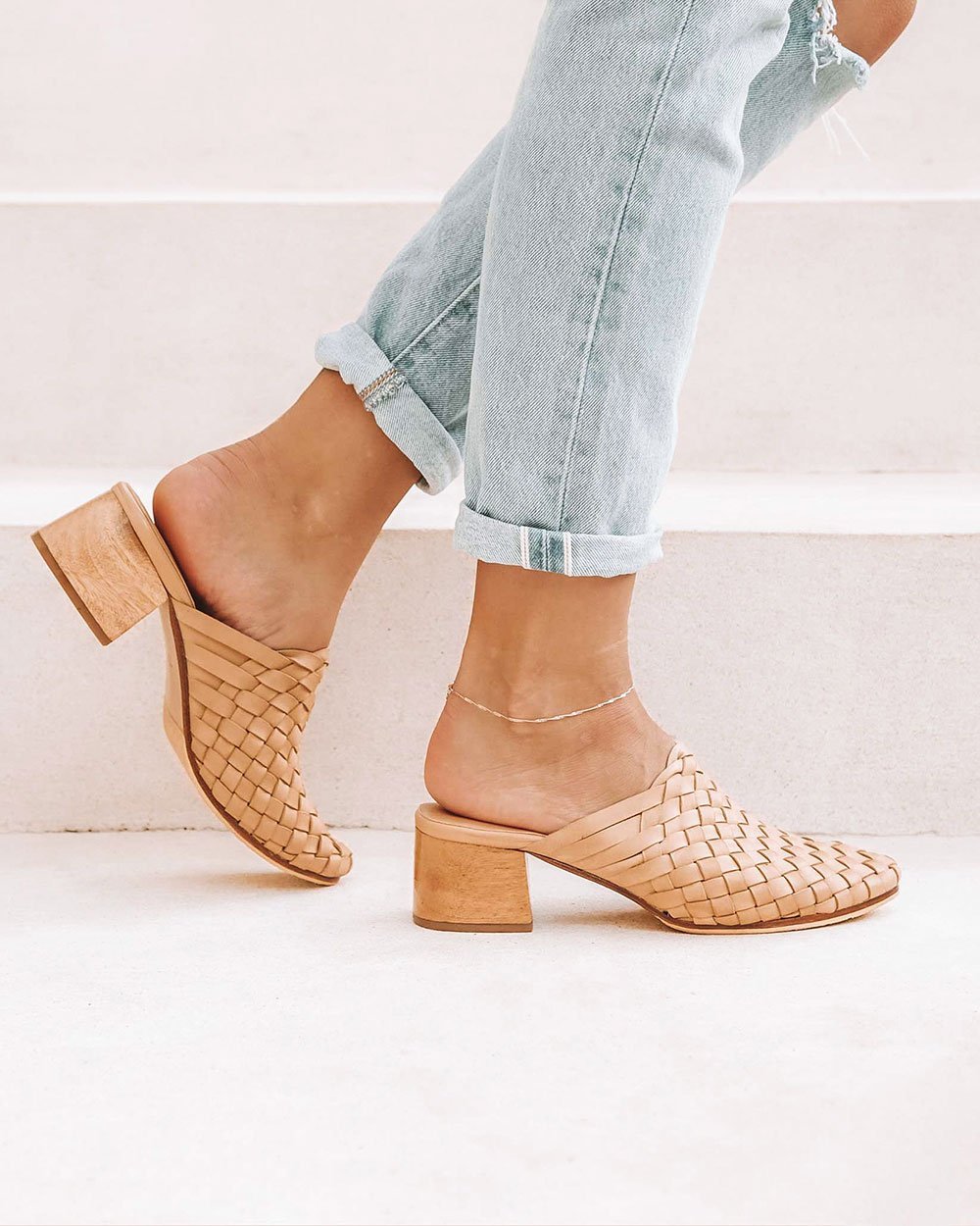 Bondi Woven Mules - Cream – Liberté Leather