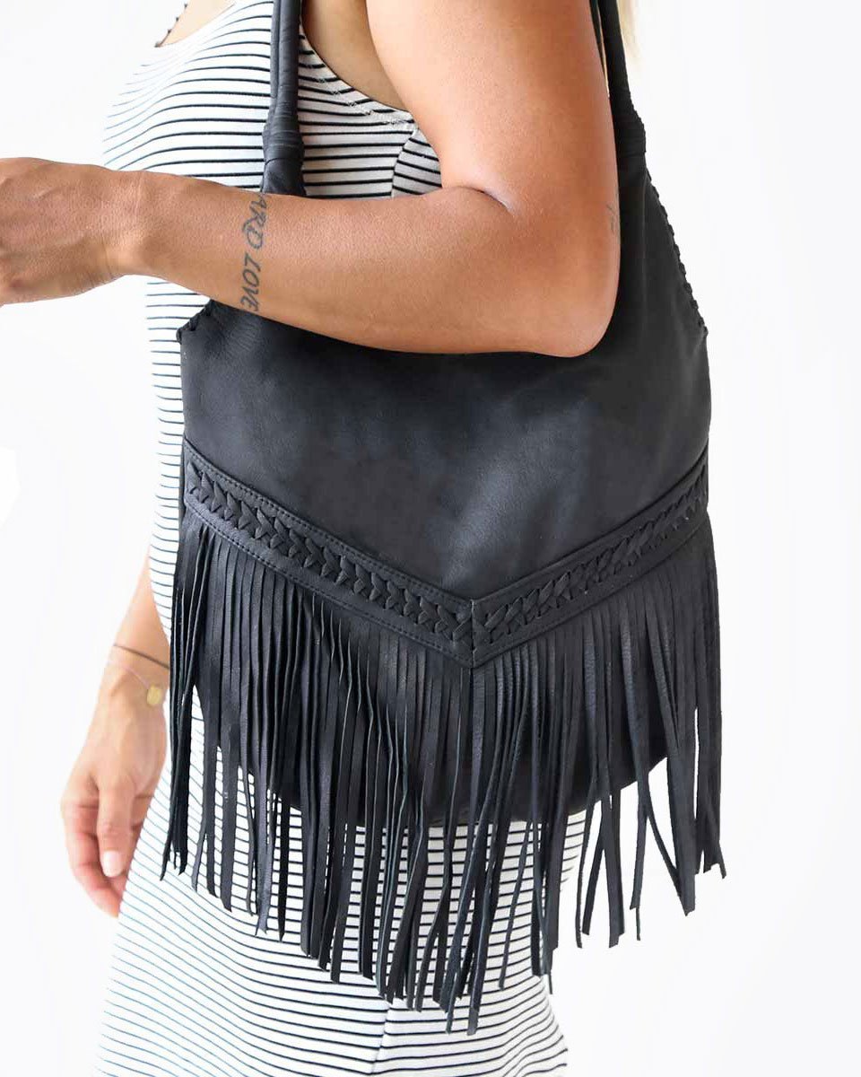 Leather Goods Maxine Fringe Purse - Brown
