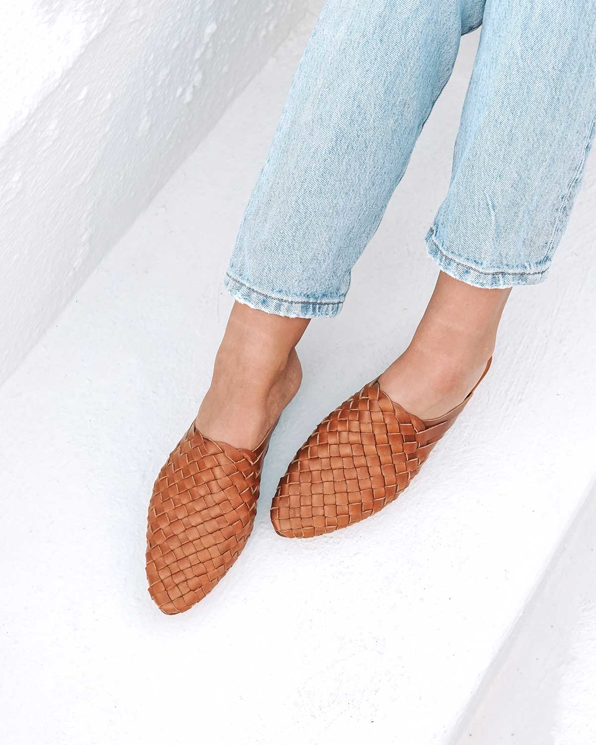 Prague Woven Mule - Cognac – Liberté Leather